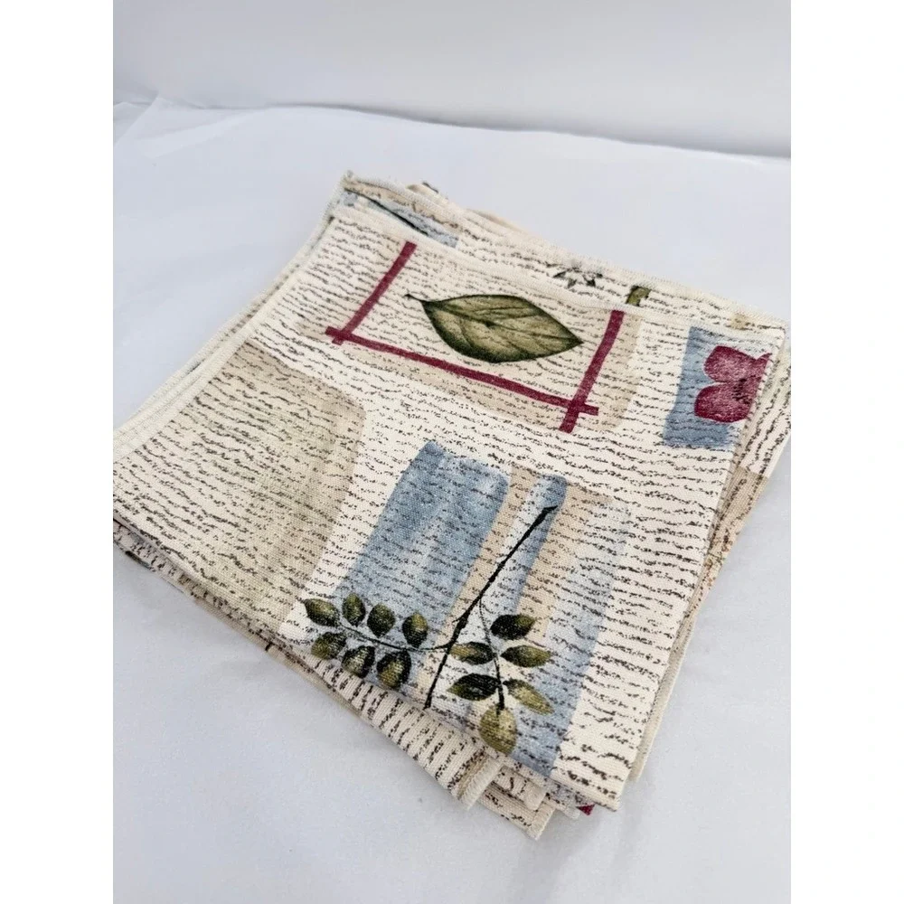 Cloth Napkins Set of 8 Floral Leaf Tapestry Cottagecore Shabby Chic Table Linens